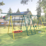 6-in-1 Steel Frame Kids Backyard Swing Set - Omega Lifestyles