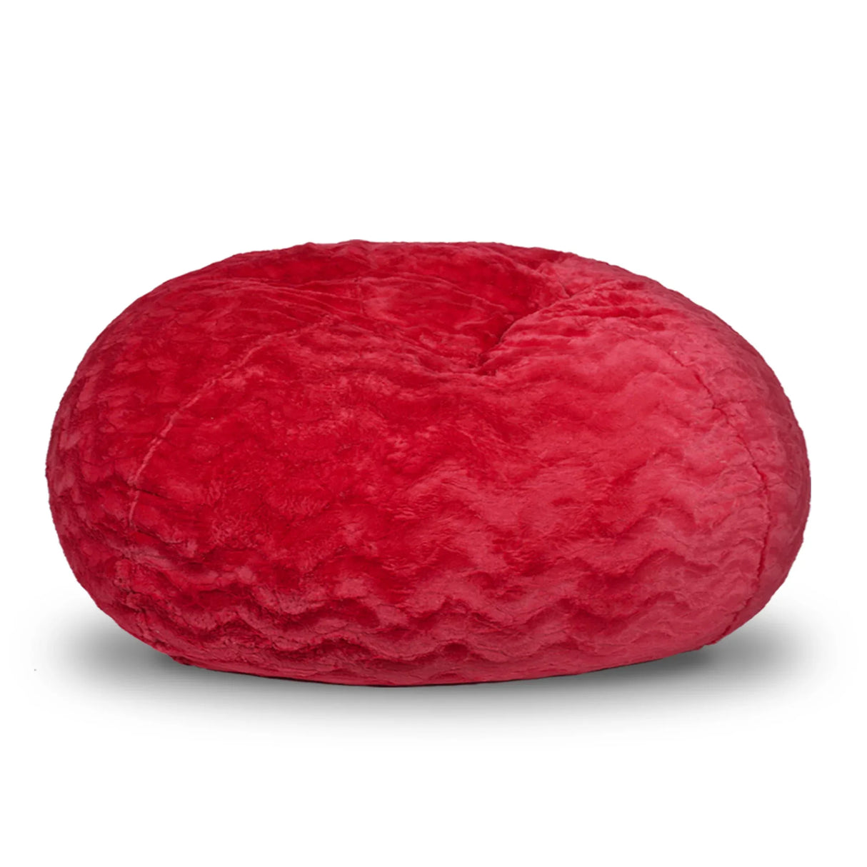 Red 3-Foot Faux Fur Memory Foam Bean Bag Chair - Omega Lifestyles