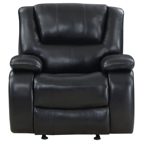 Black Upholstered Glider Recliner Chair With Recline - Omega Lifestyles