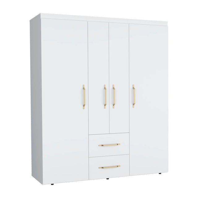 Modern White Particle Board Multi-Section Bedroom Wardrobe - Omega Lifestyles