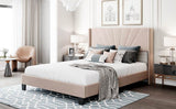 Queen Velvet Upholstered Platform Bed Frame - Omega Lifestyles