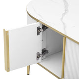 Modern Fluted MDF Coffee Table With Storage Cabinets - Omega Lifestyles