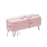 Pink Faux Fur Upholstered Storage Bench With Gold Legs - Omega Lifestyles