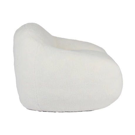 Spacious Off White Teddy Fabric Memory Foam Bean Bag Chair - Omega Lifestyles