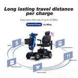 Outdoor Compact Blue 4-Wheel Mobility Scooter With USB Charger - Omega Lifestyles