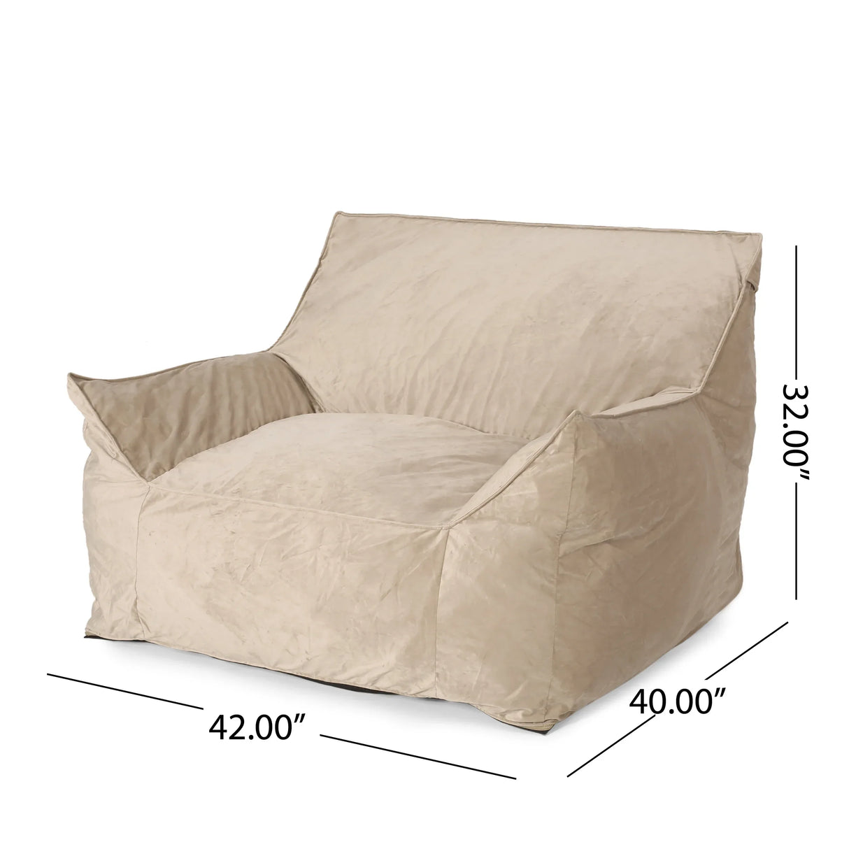 Velveteen Velvet Foam Filled Bean Bag Chair With Armrests - Omega Lifestyles
