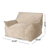 Velveteen Velvet Foam Filled Bean Bag Chair With Armrests - Omega Lifestyles