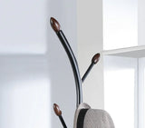 Arles Black Metal And Walnut Wood Standing Coat Rack - Omega Lifestyles