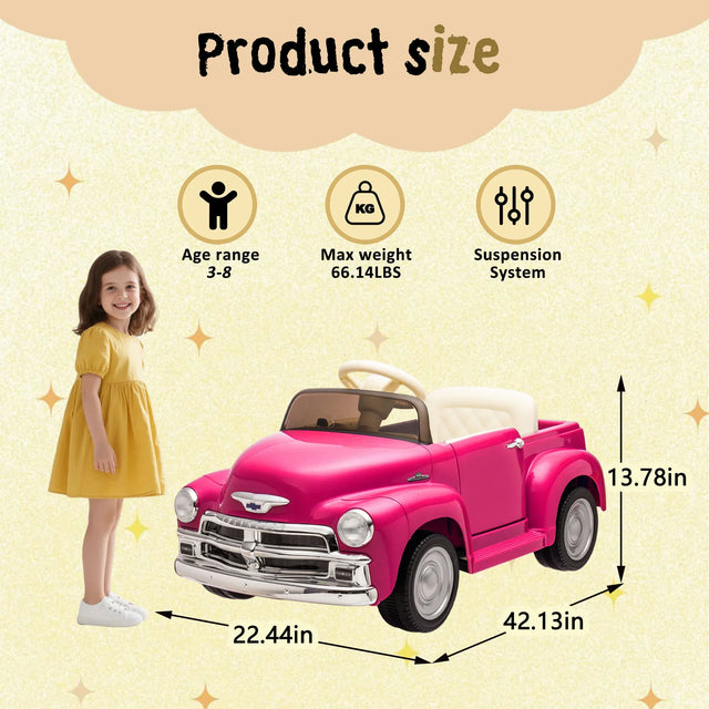 12V Pink Licensed Chevrolet Ride On Truck Car - Omega Lifestyles