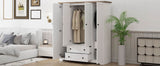 4 Door White Solid Wood MDF Wardrobe Armoire - Omega Lifestyles
