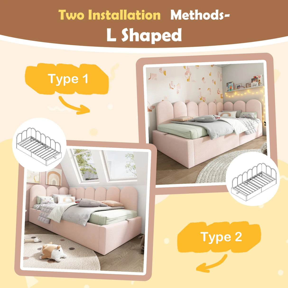 Pink Velvet Upholstered Twin Storage Daybed With Metal Frame - Omega Lifestyles