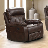 Transitional Brown Leatherette Manual Chair With Pillow Arms - Omega Lifestyles