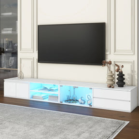 Modern App-Controlled LED Light White Marble TV Stand - Omega Lifestyles