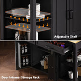 Extendable Rubber Wood Veneer Kitchen Island Cart - Omega Lifestyles