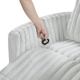 Gray Corduroy Recliner Chair With Swivel Glider And Pillows - Omega Lifestyles