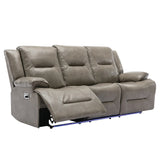 Modern 3-Seater Grey Leather Gel Recliner Chair With LED Light - Omega Lifestyles