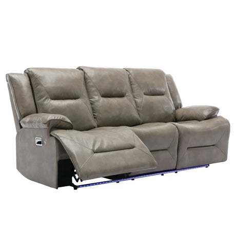 Modern 3-Seater Grey Leather Gel Recliner Chair With LED Light - Omega Lifestyles