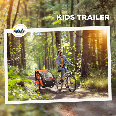 Kids Double Seat Steel Frame Bike Trailer with Harness - Omega Lifestyles