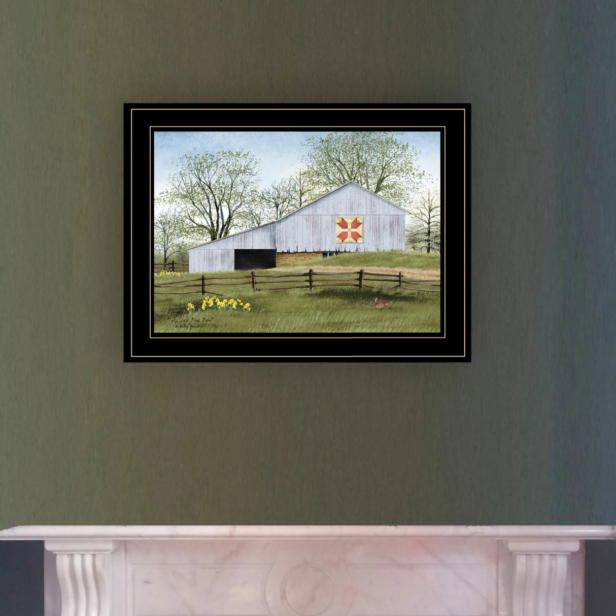 Framed Tulip Quilt Block Barn Wall Art Print - Omega Lifestyles