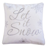 Let It Snow Embroidered Cotton Throw Pillow 20x20 Inch - Omega Lifestyles