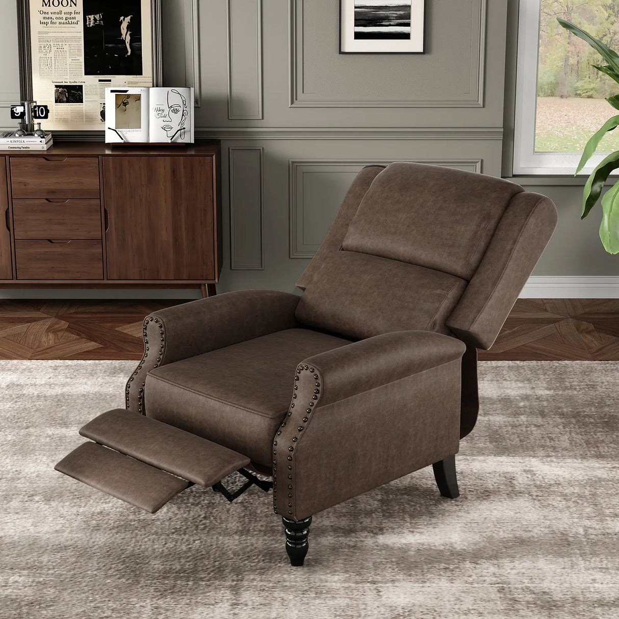 Faux Leather Pushback Recliner Chair With Lumbar Support - Omega Lifestyles
