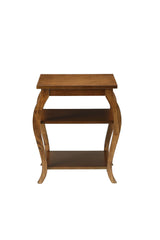 Walnut Finish Square Leg Accent Table With Storage Shelves - Omega Lifestyles