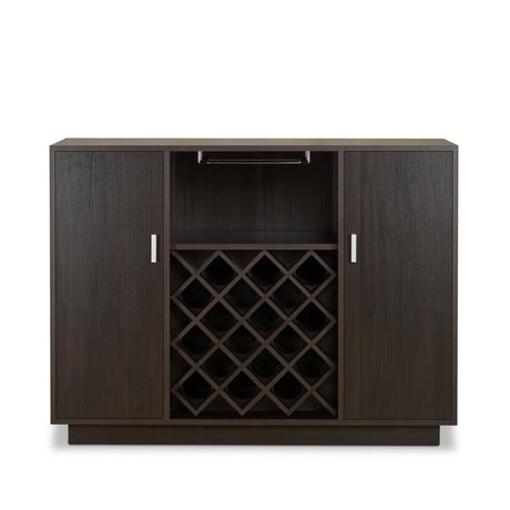 Espresso Synthetic Wood Wine Cabinet With Rack - Omega Lifestyles