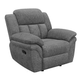 Charcoal Upholstered Glider Recliner With Cushioned Arms - Omega Lifestyles