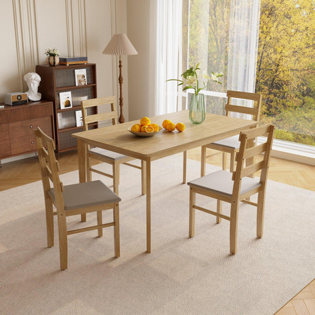 Solid Wood Natural Finish Dining Table And Chair Set - Omega Lifestyles