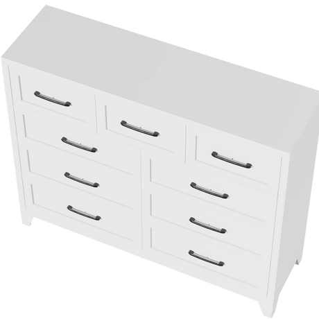 9-Drawer White Metal Tall Dresser With Smooth Drawers - Omega Lifestyles