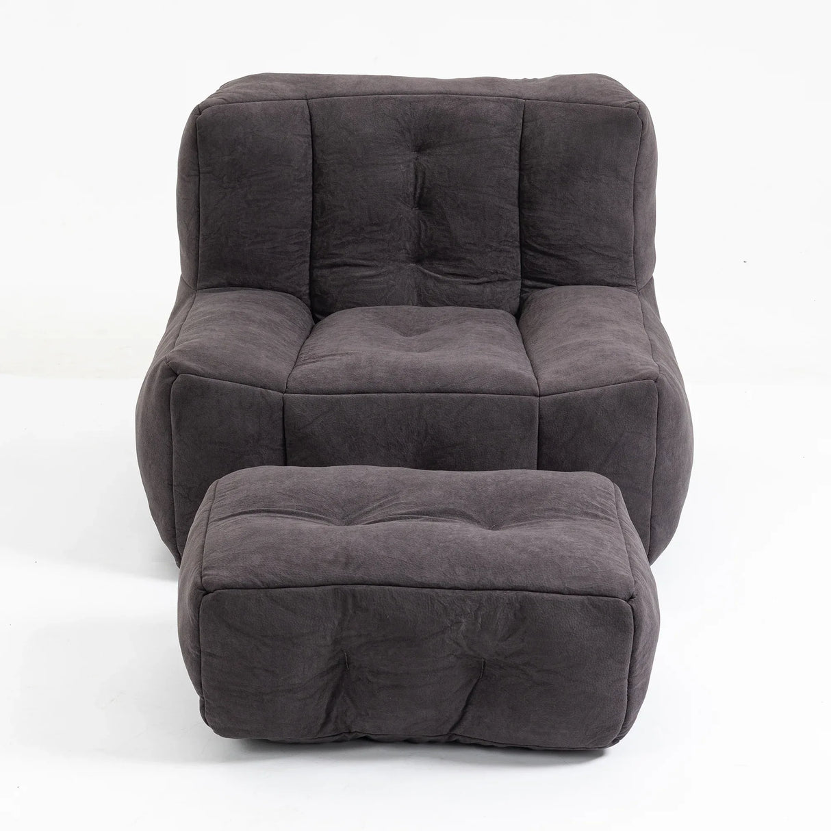 Velvet Memory Foam Bean Bag Chair With Ottoman - Omega Lifestyles