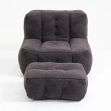 Velvet Memory Foam Bean Bag Chair With Ottoman - Omega Lifestyles