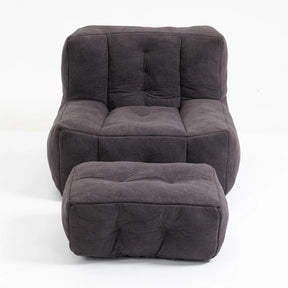 Velvet Memory Foam Bean Bag Chair With Ottoman - Omega Lifestyles