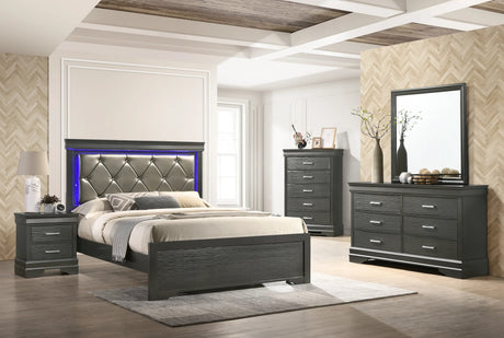 Modern Full Upholstered Wood Bed With LED Headboard - Omega Lifestyles