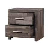 Rustic Dark Brown Synthetic Wood Nightstand With Drawers - Omega Lifestyles