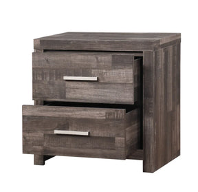 Rustic Dark Brown Synthetic Wood Nightstand With Drawers - Omega Lifestyles