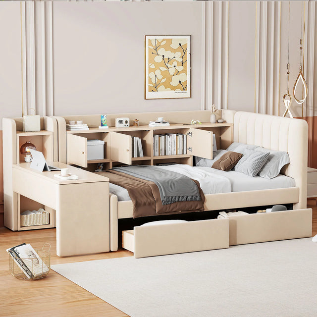 Twin Velvet Upholstered Daybed With Storage Drawers - Omega Lifestyles