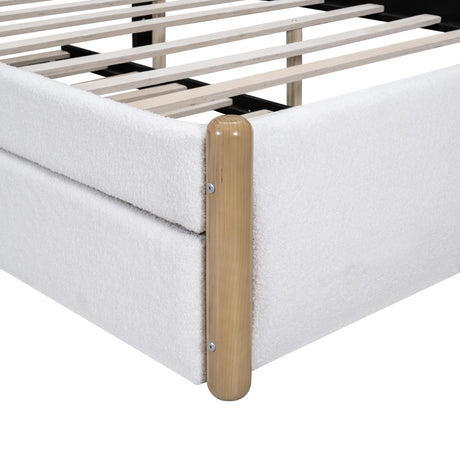 Full Upholstered Platform Bed With Twin Trundle White - Omega Lifestyles