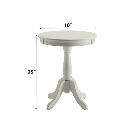 Transitional White Synthetic Wood Round Pedestal Accent Table - Omega Lifestyles