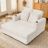 Oversized Soft Corduroy Lounge Chair With USB Ports - Omega Lifestyles