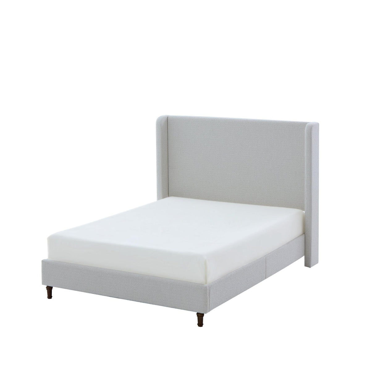 King Contemporary Cream White Boucle Upholstered Bed Frame - Omega Lifestyles