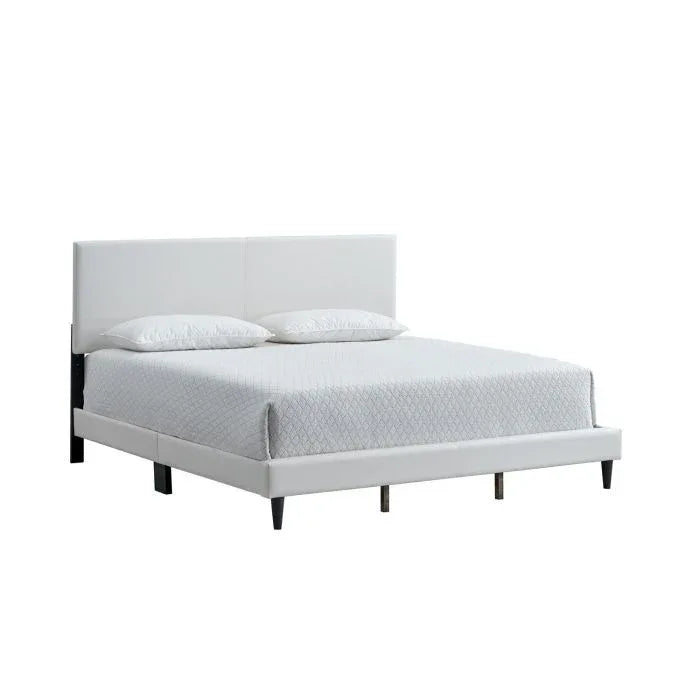 Full Upholstered White Adjustable Headboard Bed Frame - Omega Lifestyles