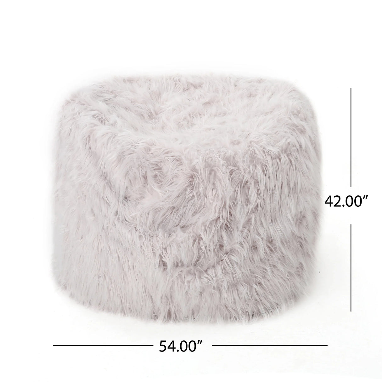 Rounded Lavender Faux Fur Foam Filled Bean Bag Chair - Omega Lifestyles