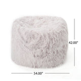 Rounded Lavender Faux Fur Foam Filled Bean Bag Chair - Omega Lifestyles