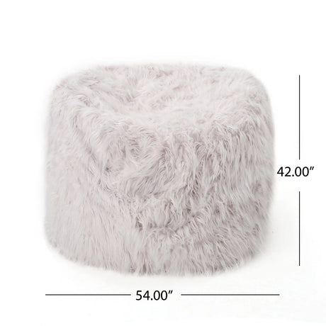 Rounded Lavender Faux Fur Foam Filled Bean Bag Chair - Omega Lifestyles