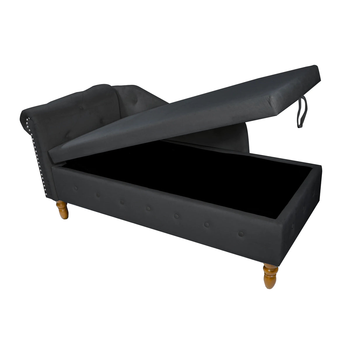 Classic Velvet Storage Chaise Lounge With Pillow - Omega Lifestyles