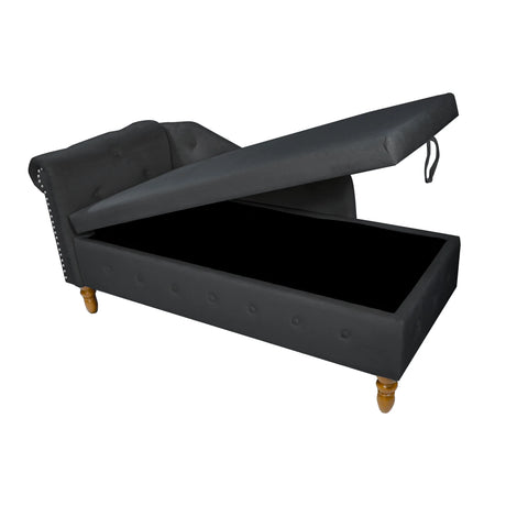 Classic Velvet Storage Chaise Lounge With Pillow - Omega Lifestyles