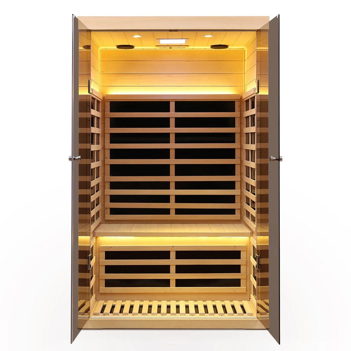 Two Person Low EMF Hemlock Double Door Far Infrared Sauna Room - Omega Lifestyles