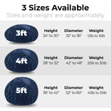 Plush Navy Faux Fur Shredded Foam Bean Bag Chair - Omega Lifestyles