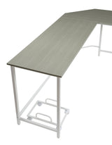 Space-Saving L-Shape Gray White Computer Desk With Storage - Omega Lifestyles